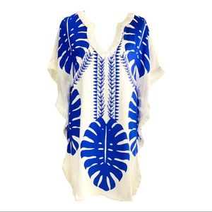 NWOT Marie Oliver print caftan with fringe detail